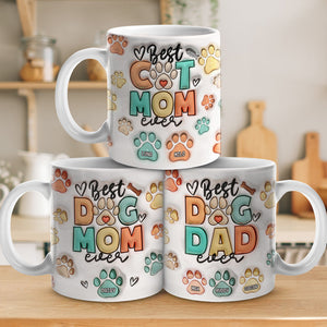 Tasse personnalisée avec motif 3D « Papa Chat », « Mange, bois et sois joyeux » – Cadeau de Noël pour les propriétaires et les amoureux des animaux