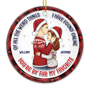Tu es mon préféré - Ornement personnalisé pour couple - Forme ronde en céramique - Cadeau de Noël pour mari et femme, anniversaire