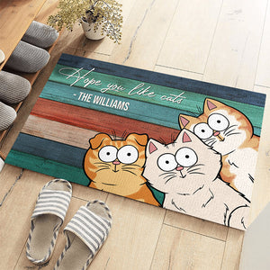 Bienvenue, nous espérons que vous aimez les chats - Tapis décoratif personnalisé pour la maison - Cadeau pour les propriétaires d'animaux de compagnie, les amoureux des animaux