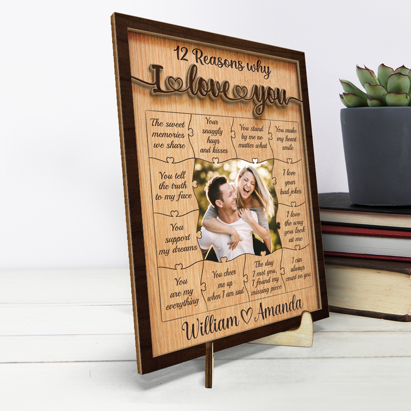Photo personnalisée « Tout ce à quoi je pense, c'est toi » – Plaque en bois personnalisée à 2 couches avec support pour couple – Cadeau de pendaison de crémaillère pour mari et femme, anniversaire