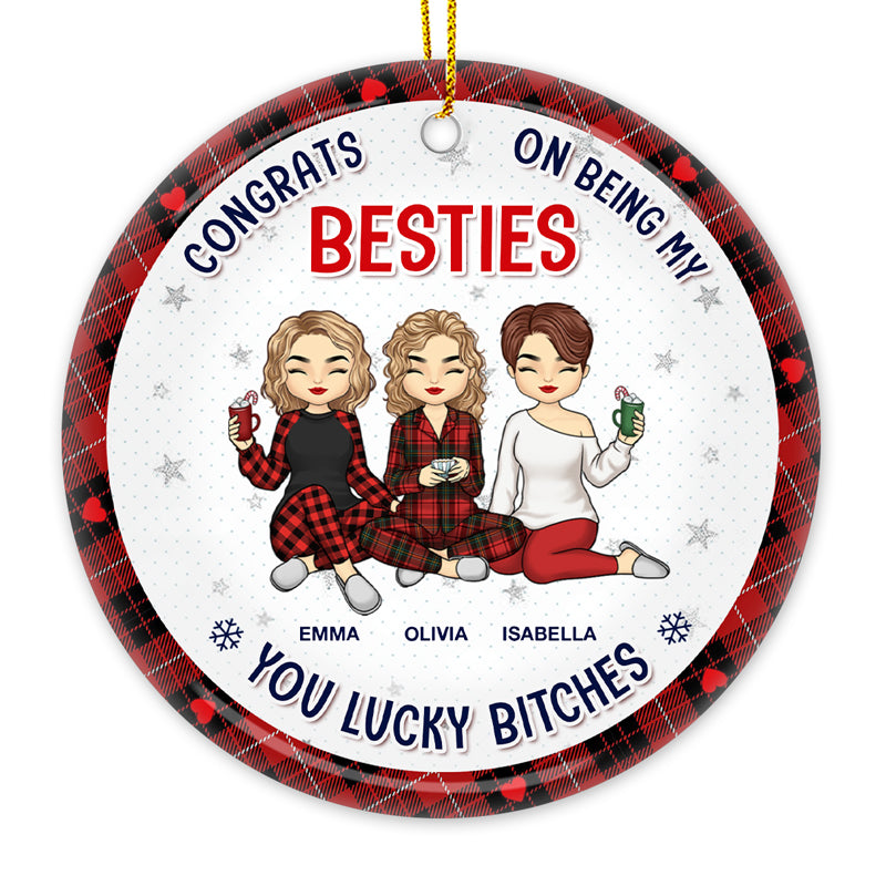 Félicitations pour être devenue ma meilleure amie sœur - Ornement personnalisé Bestie - Forme ronde en céramique - Cadeau de Noël pour meilleures amies, meilleures amies, sœurs
