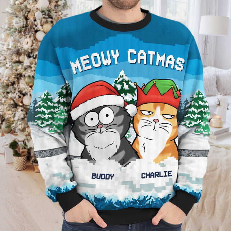 Cookies pour les pattes du Père Noël - Sweat-shirt moche personnalisé pour chien et chat - Pull en laine unisexe - Cadeau de Noël pour propriétaires et amoureux des animaux