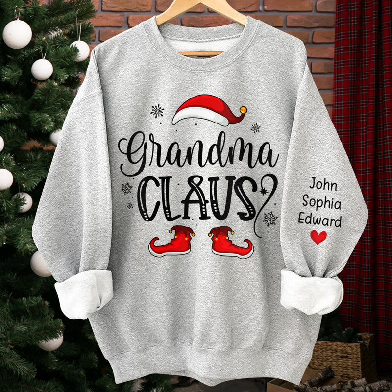 Oubliez le Père Noël, je demanderai juste à Nana - Sweat-shirt unisexe personnalisé avec motif sur la manche - Cadeau de Noël pour maman, grand-mère