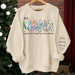 J'aime ma grand-mère - Sweat-shirt unisexe personnalisé avec motif sur la manche - Cadeau d'anniversaire pour maman et grand-mère