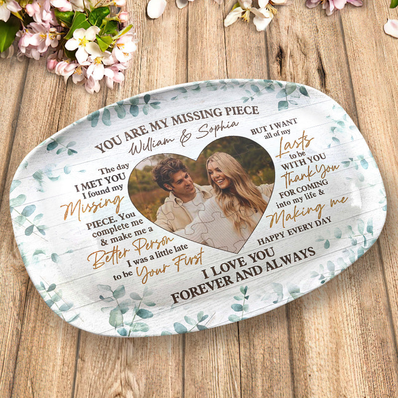 Photo personnalisée « Tu es ma pièce manquante » – Plateau personnalisé pour couple – Cadeau pour mari et femme, anniversaire