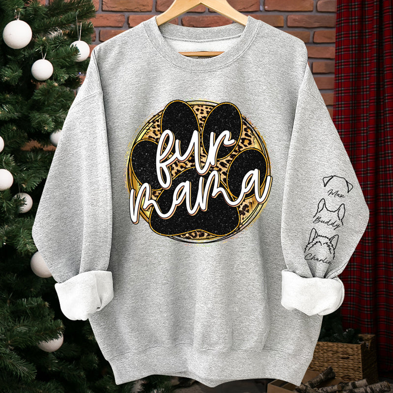 Fur Mama - Sweat-shirt unisexe personnalisé pour chien et chat avec motif sur la manche - Cadeau pour propriétaires et amoureux des animaux