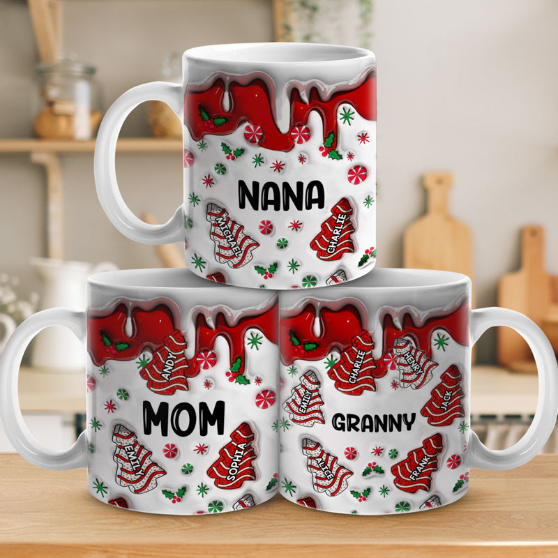 Chocolat chaud et films de Noël - Mug personnalisé avec effet gonflable 3D pour la famille - Cadeau de Noël pour les membres de la famille