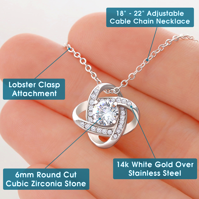 Je t'aime pour toujours et à jamais - Collier personnalisé avec nœud d'amour pour couple - Cadeau pour mari et femme, anniversaire