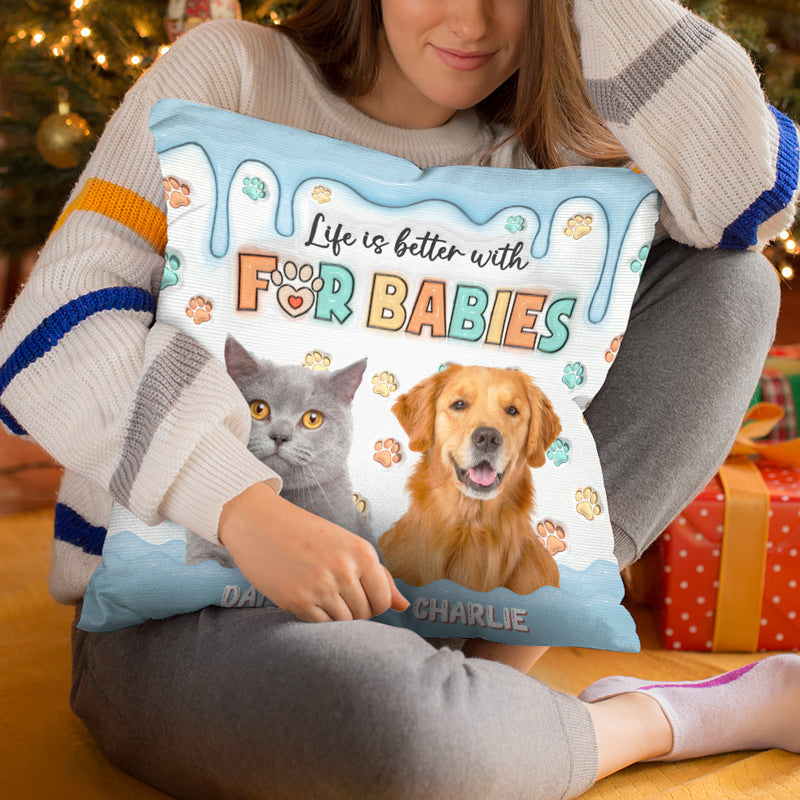 Coussin personnalisé avec photo côte à côte avec un ami - Coussin gonflable 3D personnalisé pour chien et chat - Cadeau pour propriétaires et amoureux des animaux