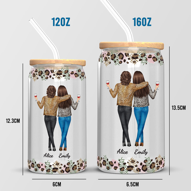 Merci d'être ma sœur non biologique - Tasse en verre personnalisée pour meilleure amie, tasse à café glacé - Cadeau pour meilleures amies, meilleures amies, sœurs