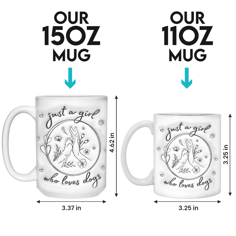 Mug personnalisé avec photo « Un chien vous apprendra l'amour inconditionnel » - Mug personnalisé avec effet gonflé 3D - Cadeau pour les propriétaires et les amoureux des animaux