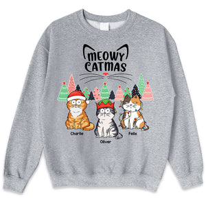 « Miaou Noël et que le chaos s'installe » – T-shirt, sweat à capuche et sweat-shirt unisexe personnalisé pour chien et chat – Cadeau de Noël pour propriétaires et amoureux des animaux