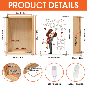 My Missing Piece - Couple Personalized Custom Frame Light Box - Gift For Husband Wife, Anniversary