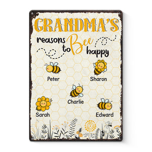 Les raisons du bonheur de grand-mère - Plaque en métal personnalisée pour la décoration intérieure de la famille - Cadeau pour grand-mère et maman