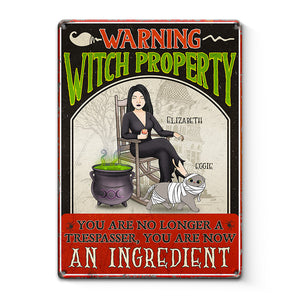 Vous n'êtes plus un intrus - Plaque en métal personnalisée pour chat - Cadeau d'Halloween pour sorcières, vous-même, propriétaires d'animaux et amoureux des animaux