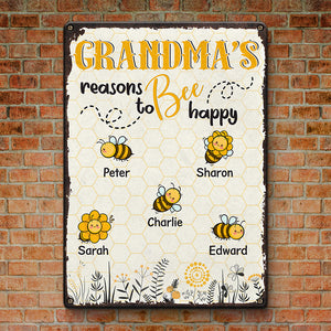 Les raisons du bonheur de grand-mère - Plaque en métal personnalisée pour la décoration intérieure de la famille - Cadeau pour grand-mère et maman