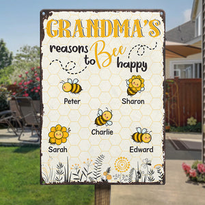 Les raisons du bonheur de grand-mère - Plaque en métal personnalisée pour la décoration intérieure de la famille - Cadeau pour grand-mère et maman