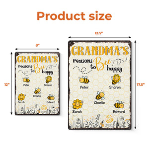 Les raisons du bonheur de grand-mère - Plaque en métal personnalisée pour la décoration intérieure de la famille - Cadeau pour grand-mère et maman