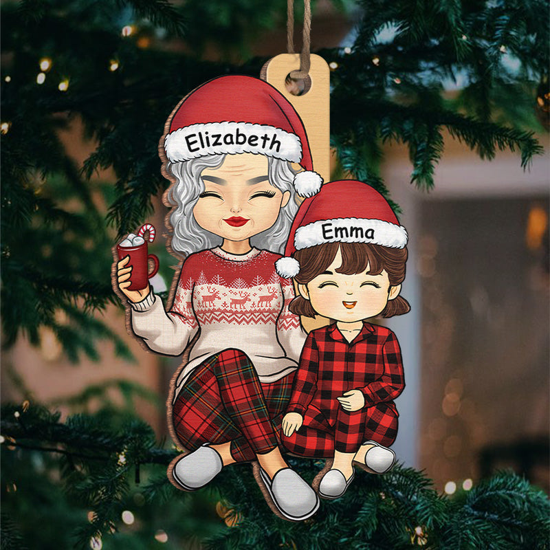 En période d'épreuve, la famille est la meilleure - Décoration familiale personnalisée - Forme en bois personnalisée - Cadeau de Noël pour grand-mère