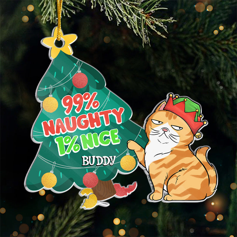 Feliz Naughty Cat - Décoration personnalisée en acrylique pour chat - Cadeau de Noël pour les propriétaires et les amoureux des animaux