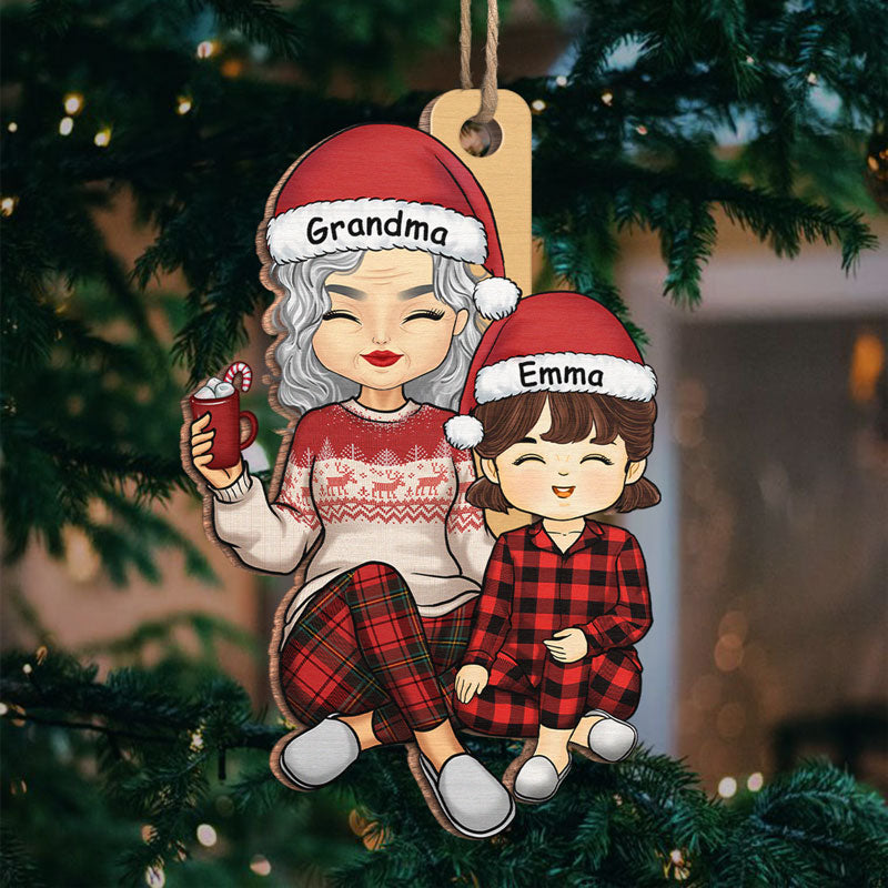 En période d'épreuve, la famille est la meilleure - Décoration familiale personnalisée - Forme en bois personnalisée - Cadeau de Noël pour grand-mère
