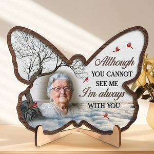 Photo personnalisée « Très aimé, profondément regretté » - Plaque commémorative personnalisée en bois à 2 couches avec support - Cadeau de condoléances pour les membres de la famille