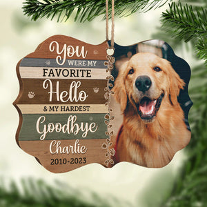 Photo personnalisée « Tu étais mon préféré » - Ornement commémoratif personnalisé - Bois en forme de Benelux - Cadeau de Noël, cadeau de condoléances pour les propriétaires d'animaux et les amoureux des animaux