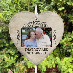 Custom Photo Not A Day Goes By That You Are Not Missed - Memorial Personalized Custom Memorial Garden Slate & Hook - Sympathy Gift For Family Members