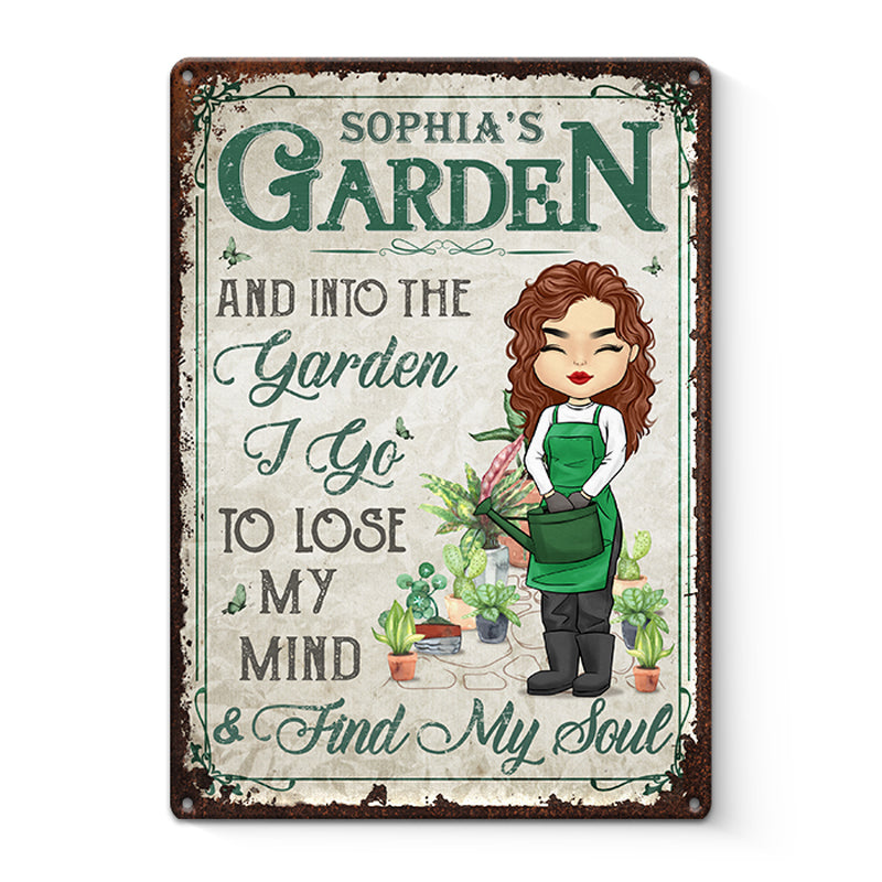 Dans le jardin, je vais perdre la tête et trouver mon âme - Plaque en métal personnalisée