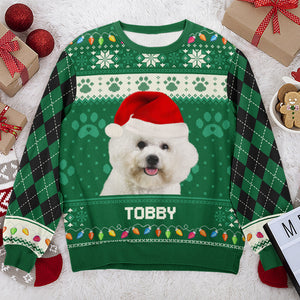Sweat-shirt personnalisé avec photo « Vieillir avec moi » - Sweat-shirt moche personnalisé pour chien et chat - Pull unisexe en laine - Cadeau de Noël pour propriétaires et amoureux des animaux