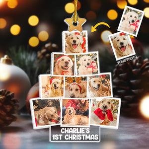 Photo personnalisée « Joyeux premier Noël » - Décoration personnalisée pour chien et chat - Forme personnalisée en acrylique - Cadeau de Noël pour propriétaires et amoureux des animaux