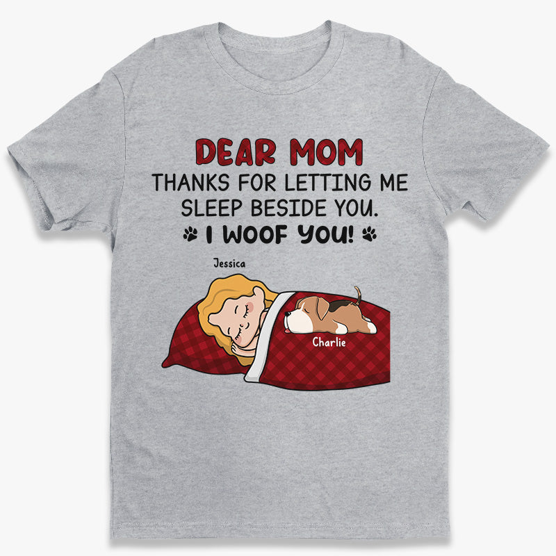 Chère maman, merci de m'avoir laissé dormir à tes côtés - T-shirt unisexe personnalisé pour chien, sweat à capuche, sweat-shirt - Fête des Mères, cadeau pour les propriétaires d'animaux, amoureux des animaux