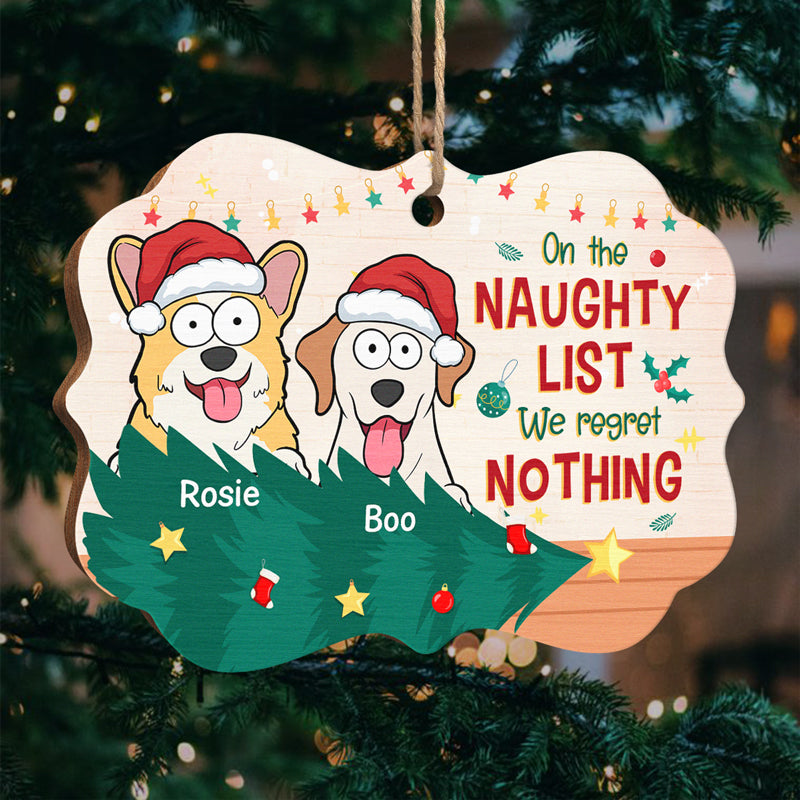Nous sommes sur la liste des vilains - Ornement personnalisé pour chien - Bois en forme de Benelux - Cadeau de Noël pour les propriétaires d'animaux et les amoureux des animaux