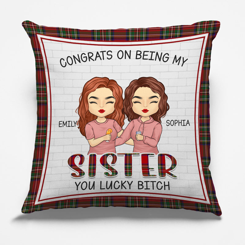Félicitations pour être devenue ma sœur ! Coussin personnalisé pour la famille ! Cadeau pour frères et sœurs