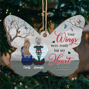 Vos ailes étaient prêtes - Ornement commémoratif personnalisé en forme de papillon en bois - Cadeau de Noël, cadeau de condoléances pour les membres de la famille
