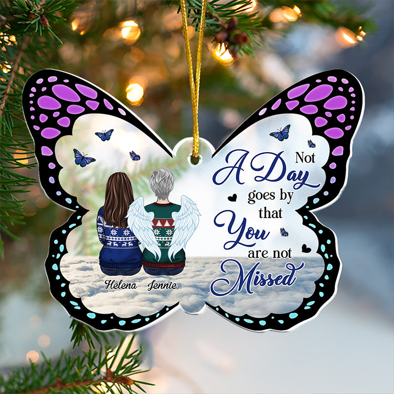 Toujours aimé, à jamais manqué - Ornement commémoratif personnalisé - En forme de papillon en acrylique - Cadeau de Noël, cadeau de condoléances pour les membres de la famille
