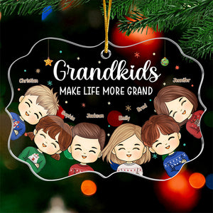 Life Is Better With Grandkids - Family Personalized Custom Ornament - Acrylic Benelux Shaped - Christmas Gift For Grandma