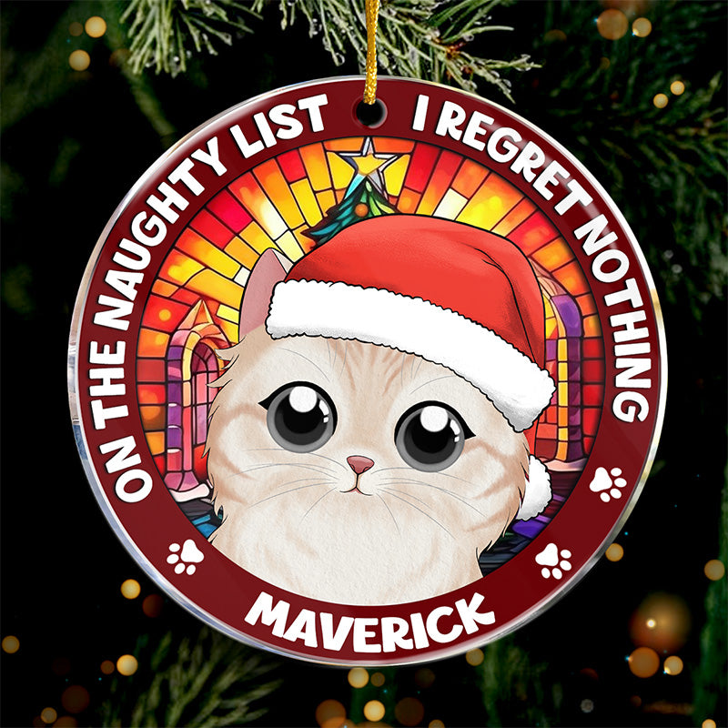 Cher Père Noël, définissez « Naughty » - Ornement personnalisé pour chat - Forme ronde en acrylique - Cadeau de Noël pour les propriétaires et les amoureux des animaux