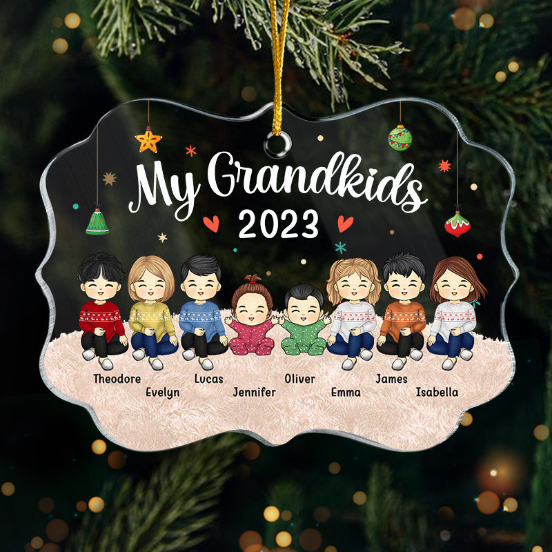 Merveilleux petits-enfants - Ornement personnalisé familial - Forme Benelux en acrylique - Cadeau de Noël pour les membres de la famille