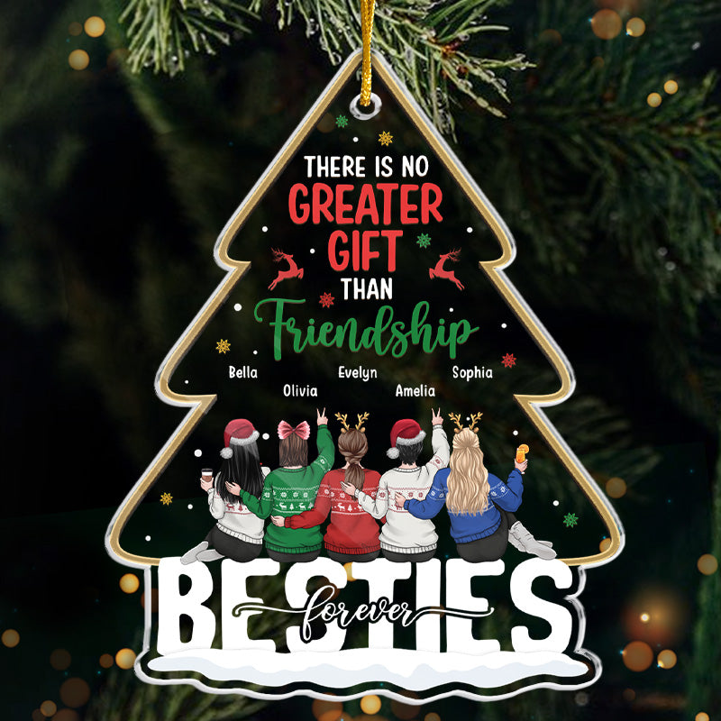 Il n'y a pas de plus beau cadeau que l'amitié - Décoration personnalisée Bestie - En acrylique en forme de sapin de Noël - Cadeau de Noël pour meilleures amies, meilleures amies, sœurs