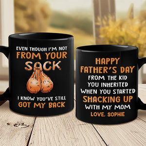 Même si je ne suis pas de ton sac - Tasse noire personnalisée pour la famille - Cadeau de fête des pères, d'anniversaire pour papa
