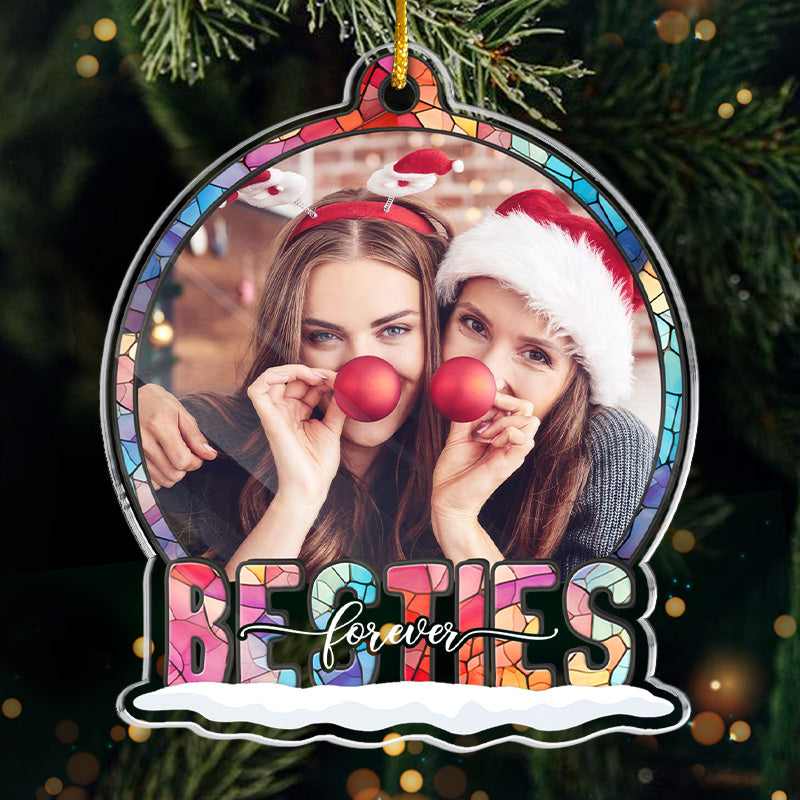 Photo personnalisée « Nous sommes ensemble pour toujours » – Ornement personnalisé pour la famille – Boule à neige en acrylique – Cadeau de Noël pour les membres de la famille