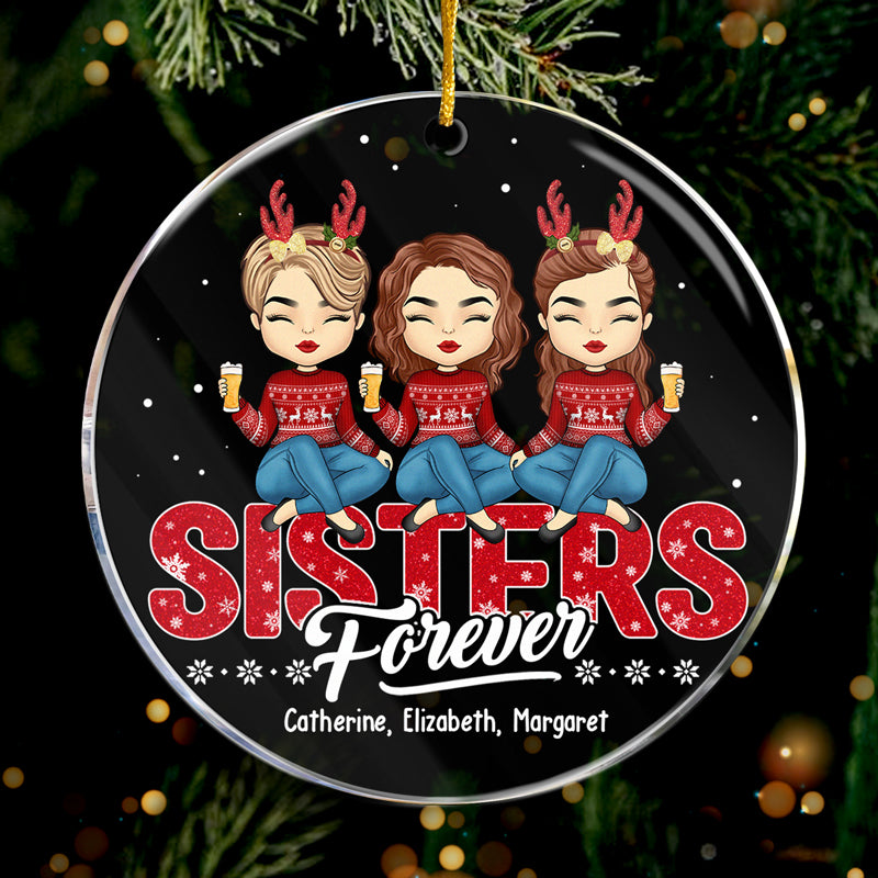 Besties Forever - Décoration personnalisée Bestie - Forme ronde en acrylique - Cadeau de Noël pour meilleures amies, meilleures amies, sœurs