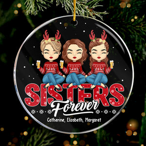 Besties Forever - Décoration personnalisée Bestie - Forme ronde en acrylique - Cadeau de Noël pour meilleures amies, meilleures amies, sœurs