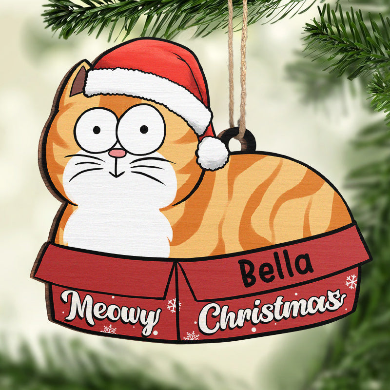 Meowy Catmas - Décoration de chat personnalisée - Forme en bois - Cadeau de Noël pour les propriétaires et les amoureux des animaux