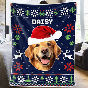 Couverture personnalisée avec photo « Noël arrive » pour chien et chat – Cadeau de Noël pour les propriétaires et les amoureux des animaux