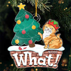 Petit assistant du Père Noël – Ornement personnalisé en acrylique en forme de chat – Cadeau de Noël pour les propriétaires et les amoureux des animaux