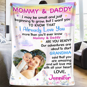 Couverture personnalisée avec photo « Bénédiction de maman » – Couverture familiale personnalisée – Cadeau de naissance, cadeau de Noël pour la première maman