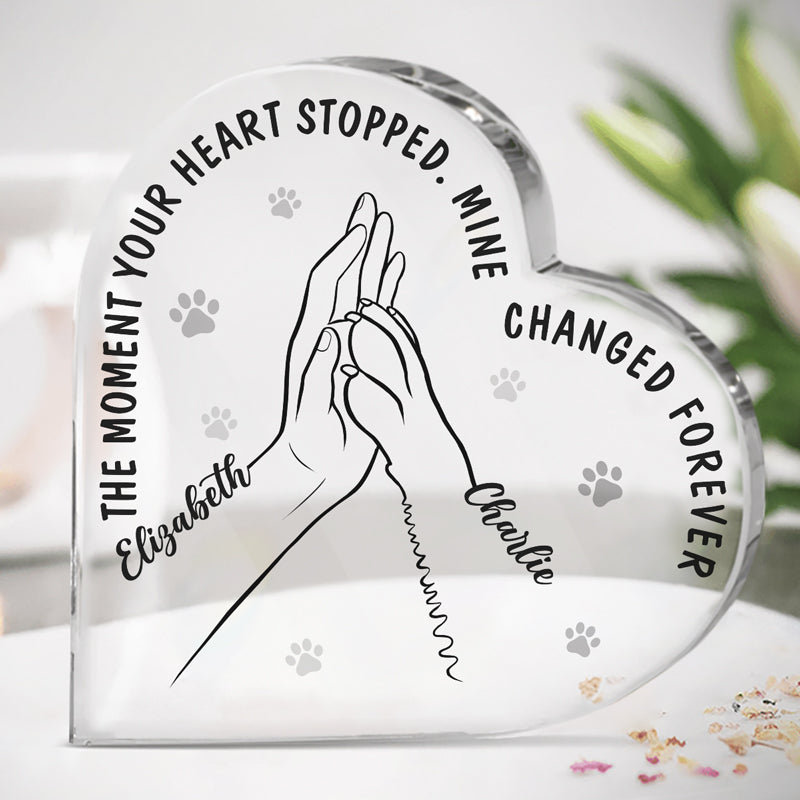 Tu as laissé des empreintes de pattes sur mon cœur - Plaque commémorative personnalisée en acrylique en forme de cœur - Cadeau de condoléances pour les propriétaires d'animaux et les amoureux des animaux