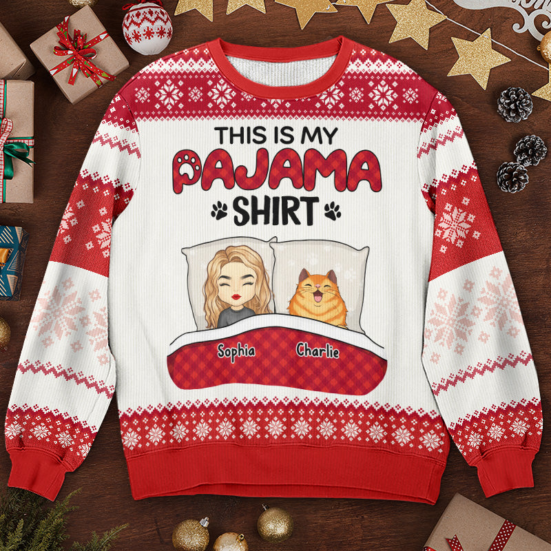 C'est mon t-shirt de pyjama - Sweat-shirt personnalisé pour chat - Pull en laine unisexe - Cadeau de Noël pour les propriétaires d'animaux et les amoureux des animaux